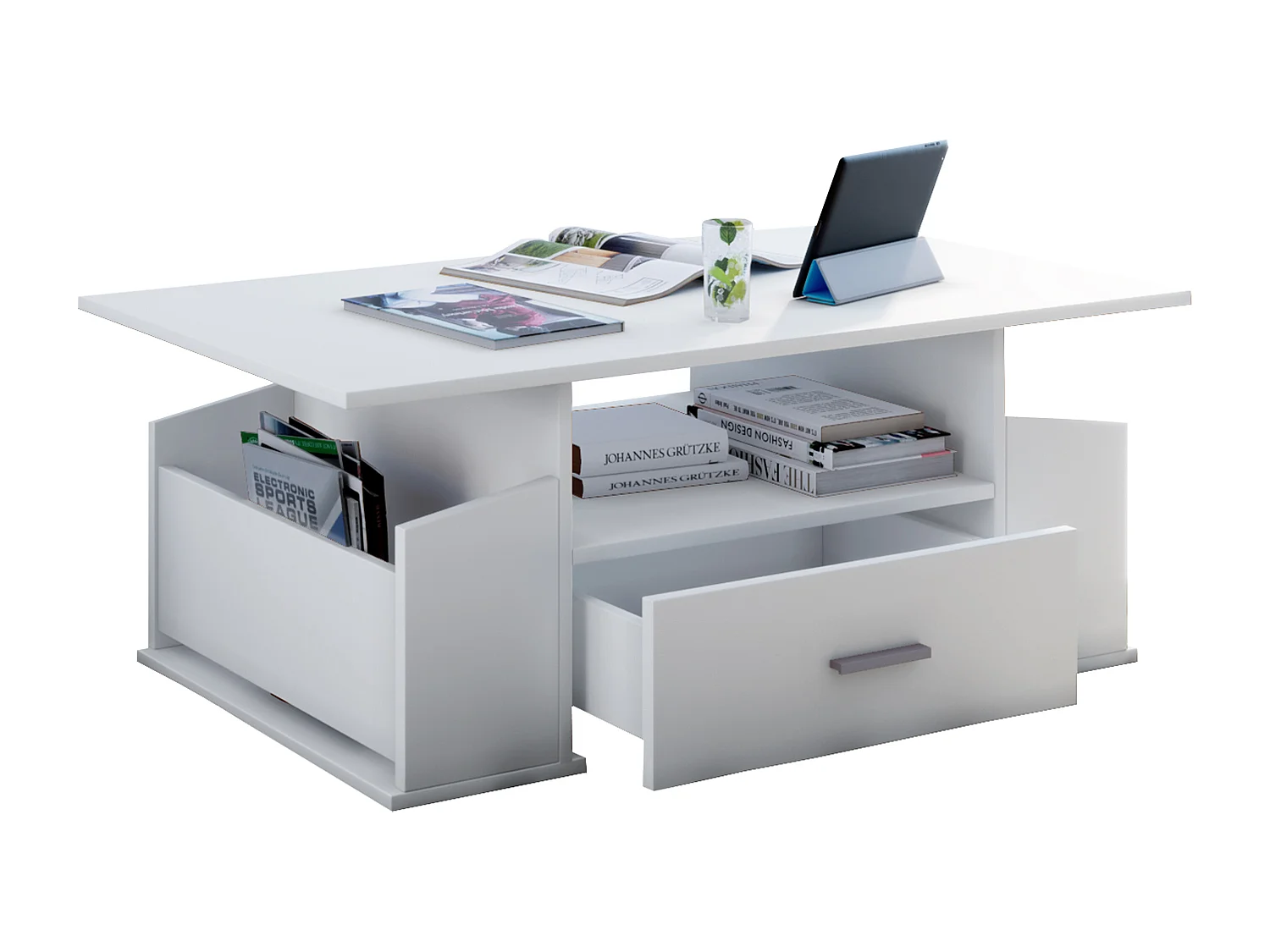 Side table & coffee table Junata White H. 44 x W. 110 x D. 52 cm