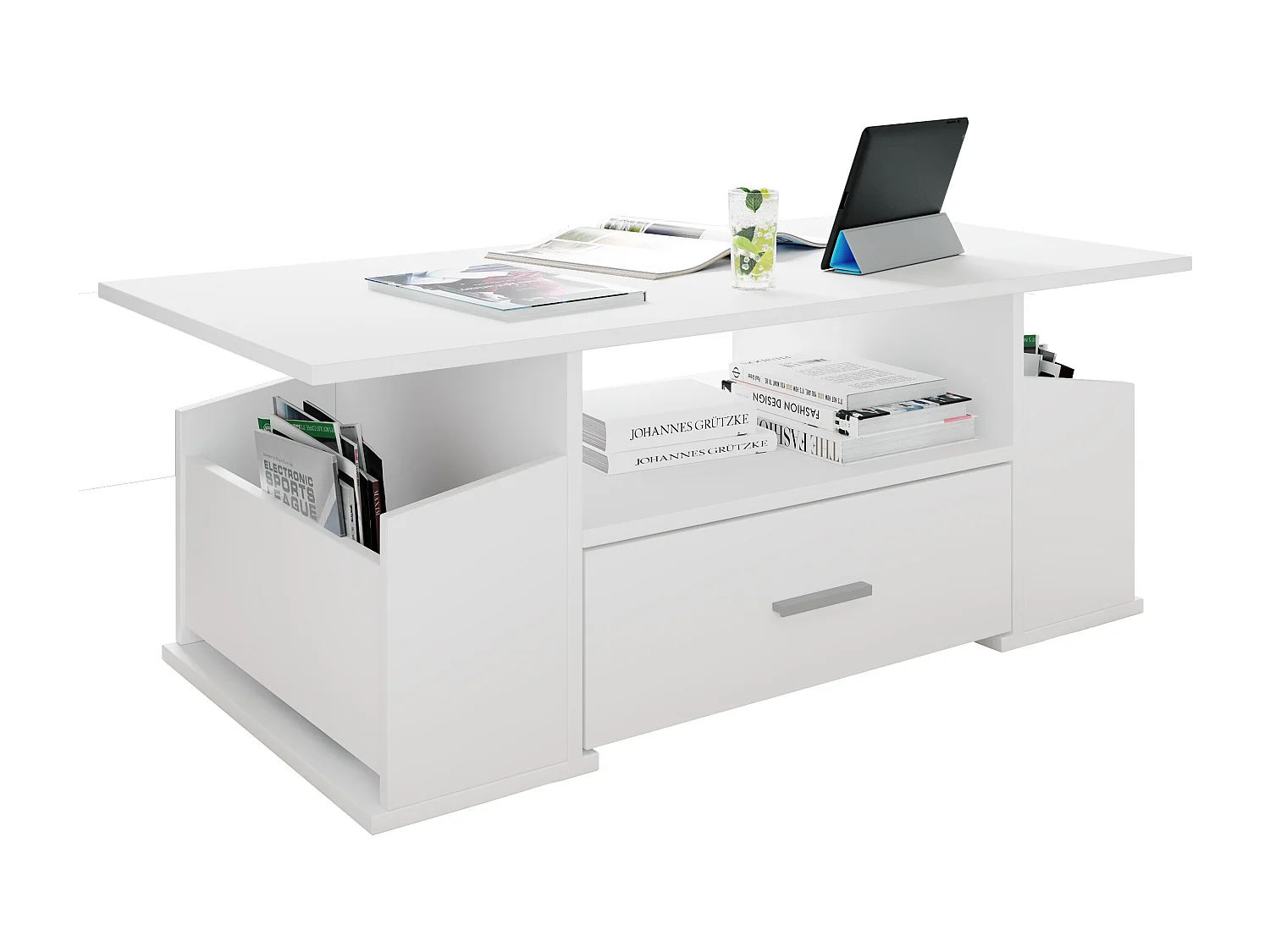 Side table & coffee table Junata White H. 44 x W. 110 x D. 52 cm