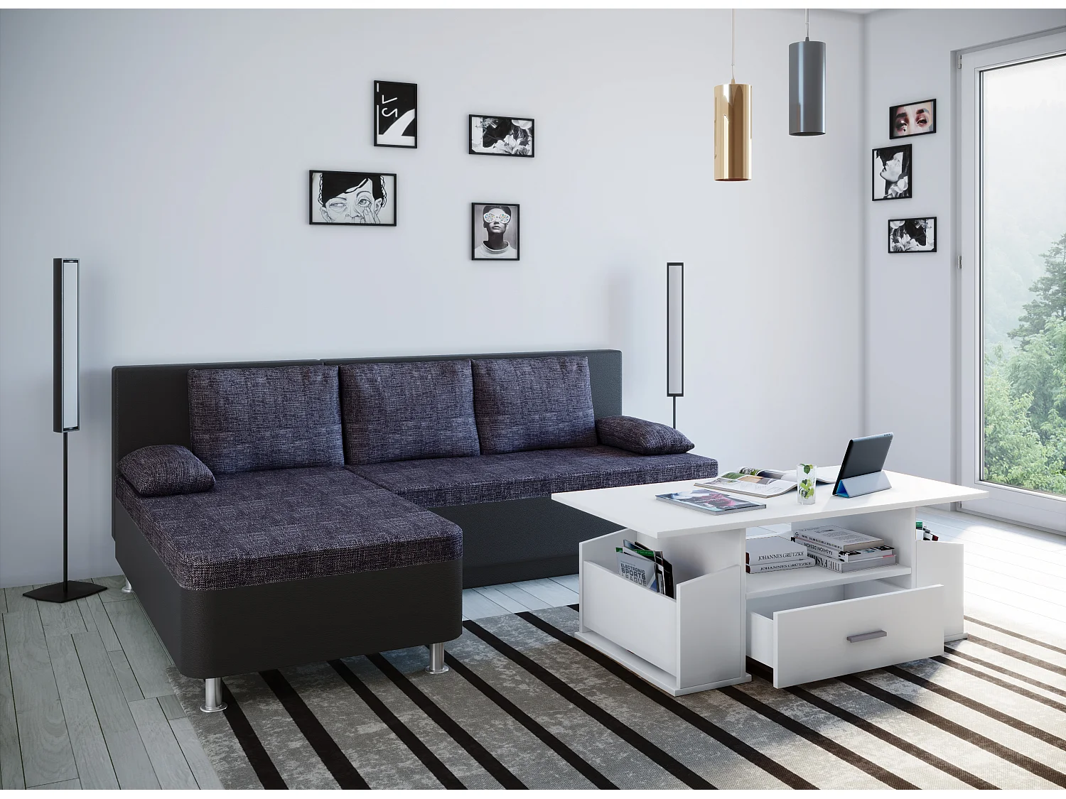 Side table & coffee table Junata White H. 44 x W. 110 x D. 52 cm