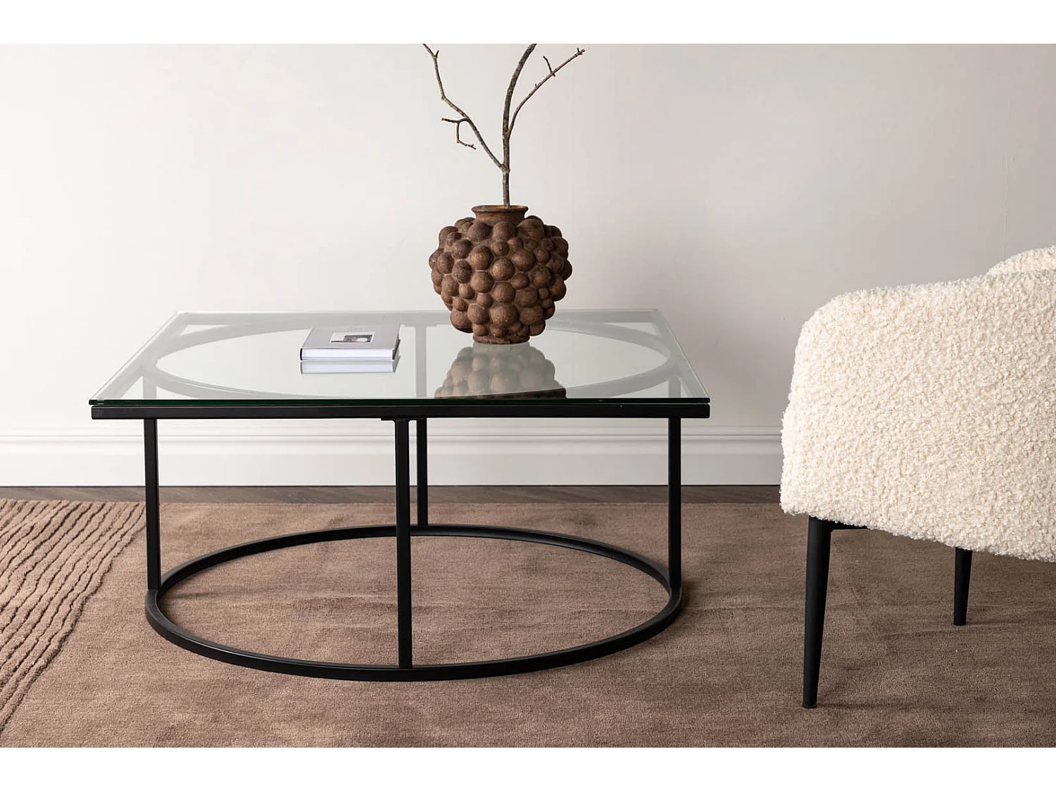 Skanör salontafel 90x90cm zwart, glas.