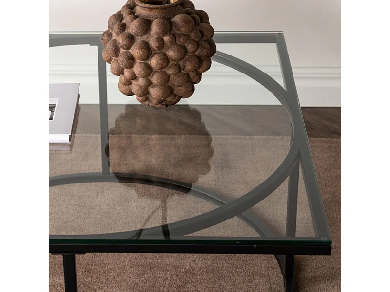 Skanör Couchtisch 90x90cm schwarz, Glas.