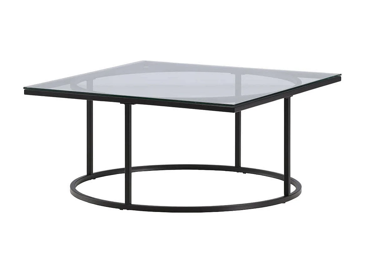 Table Basse Design en Verre "Skanor" 90cm Noir