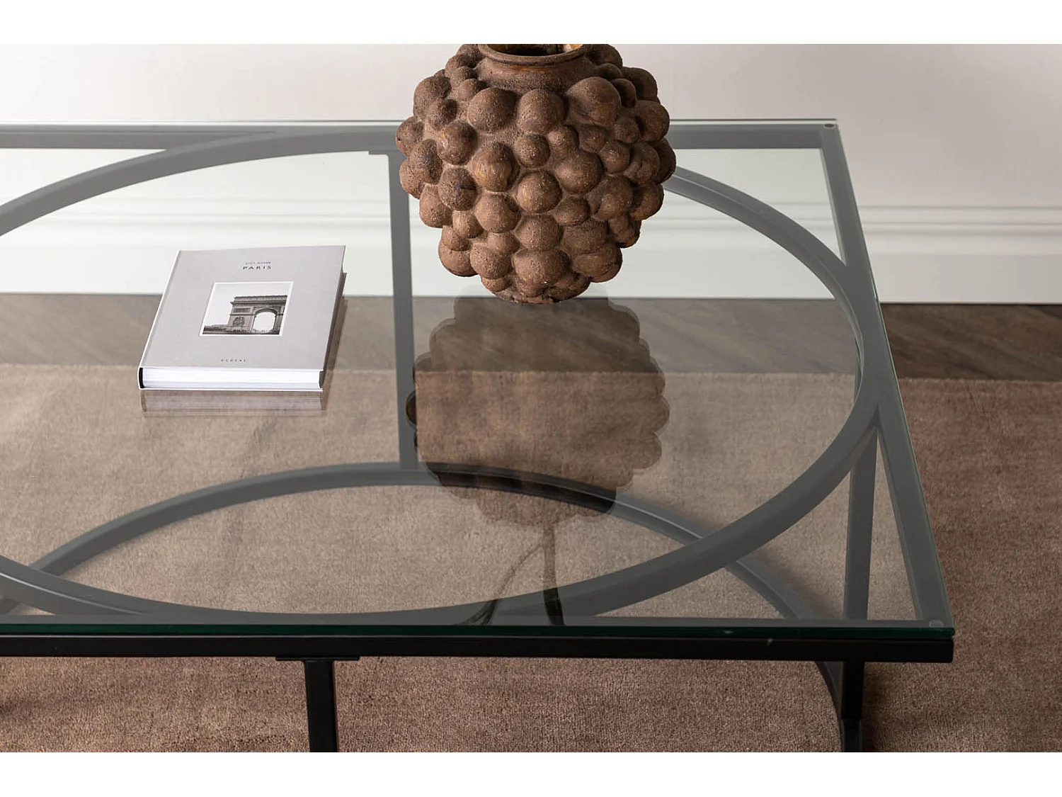 Table Basse Design en Verre "Skanor" 90cm Noir