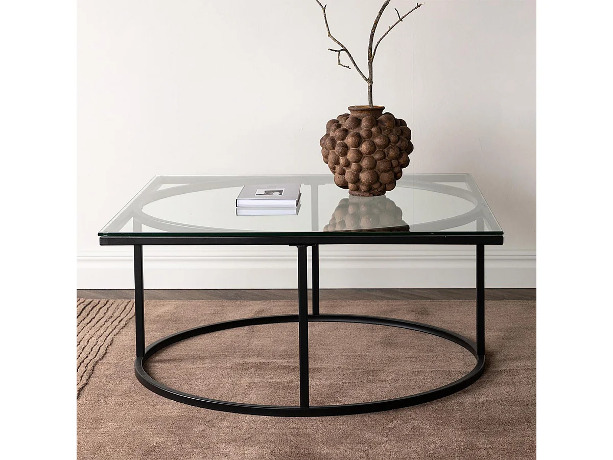 Skanör salontafel 90x90cm zwart, glas.