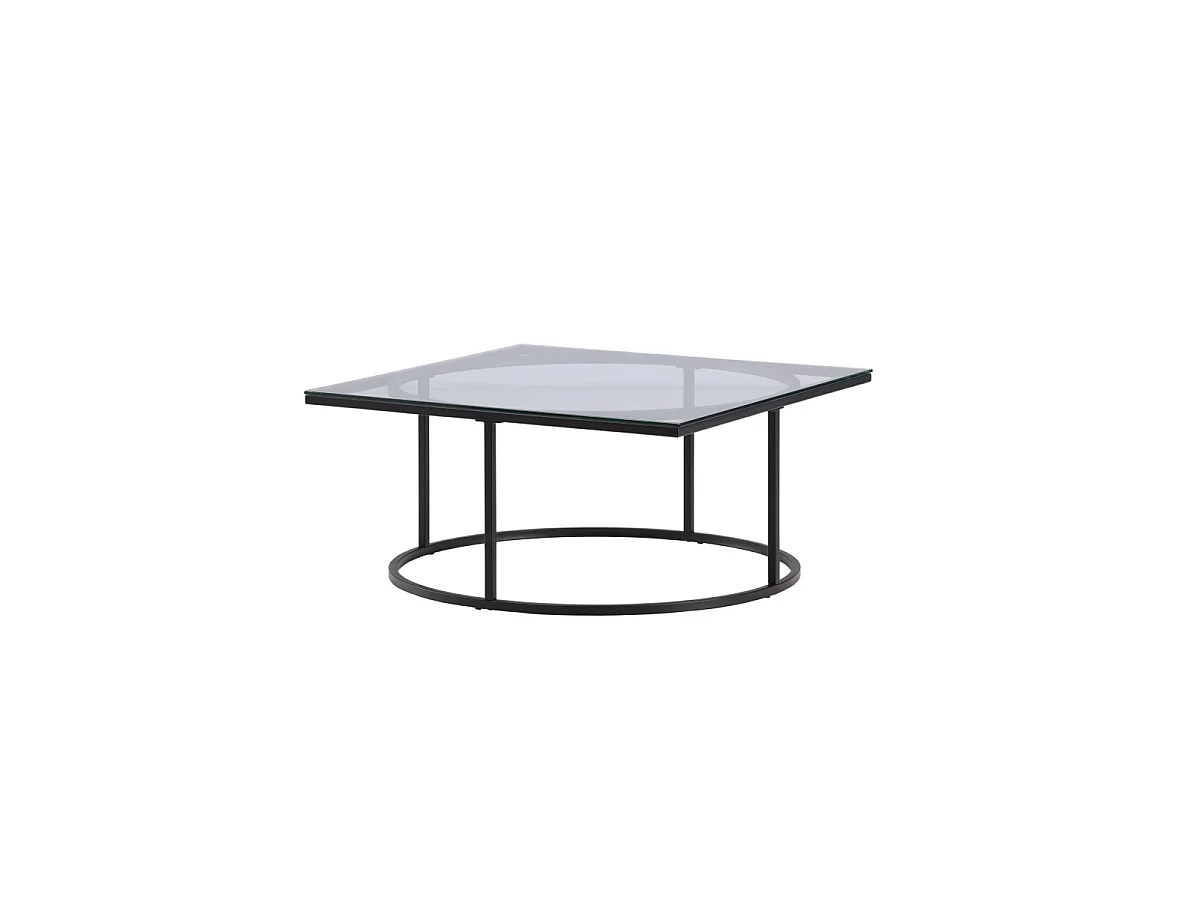 Table Basse Design en Verre "Skanor" 90cm Noir