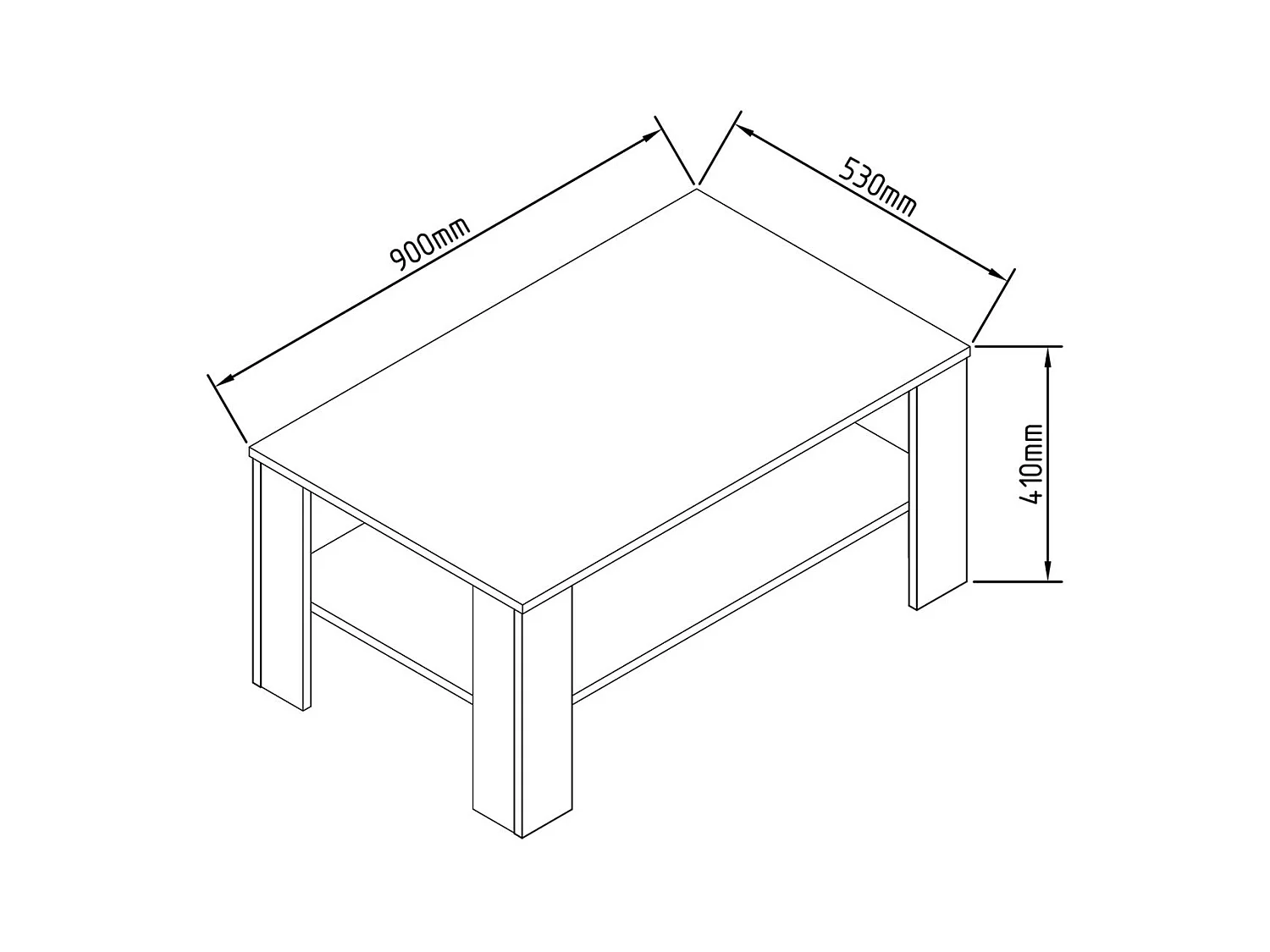 Side table & coffee table Dalus Anthracite / honey oak H. 41 x W. 90 x D. 53 cm