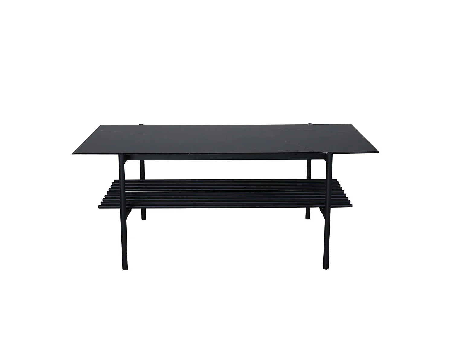 Table Basse en Verre "Von Staf" 120cm Noir Marbre