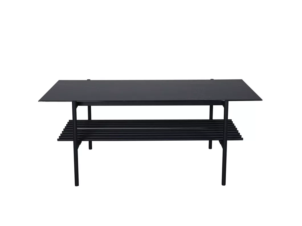 Kauf Unique VonStaf Couchtisch mit Ablage 60x120 cm Glas schwarz Marmor dekor