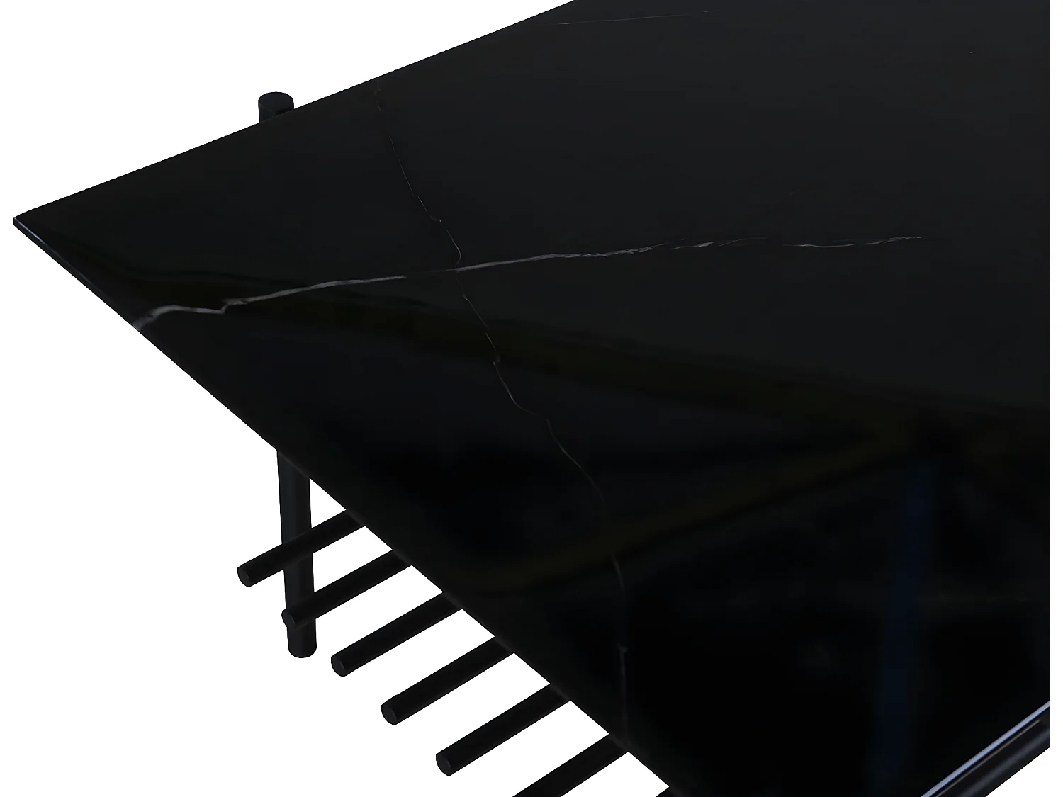 Table Basse en Verre "Von Staf" 120cm Noir Marbre