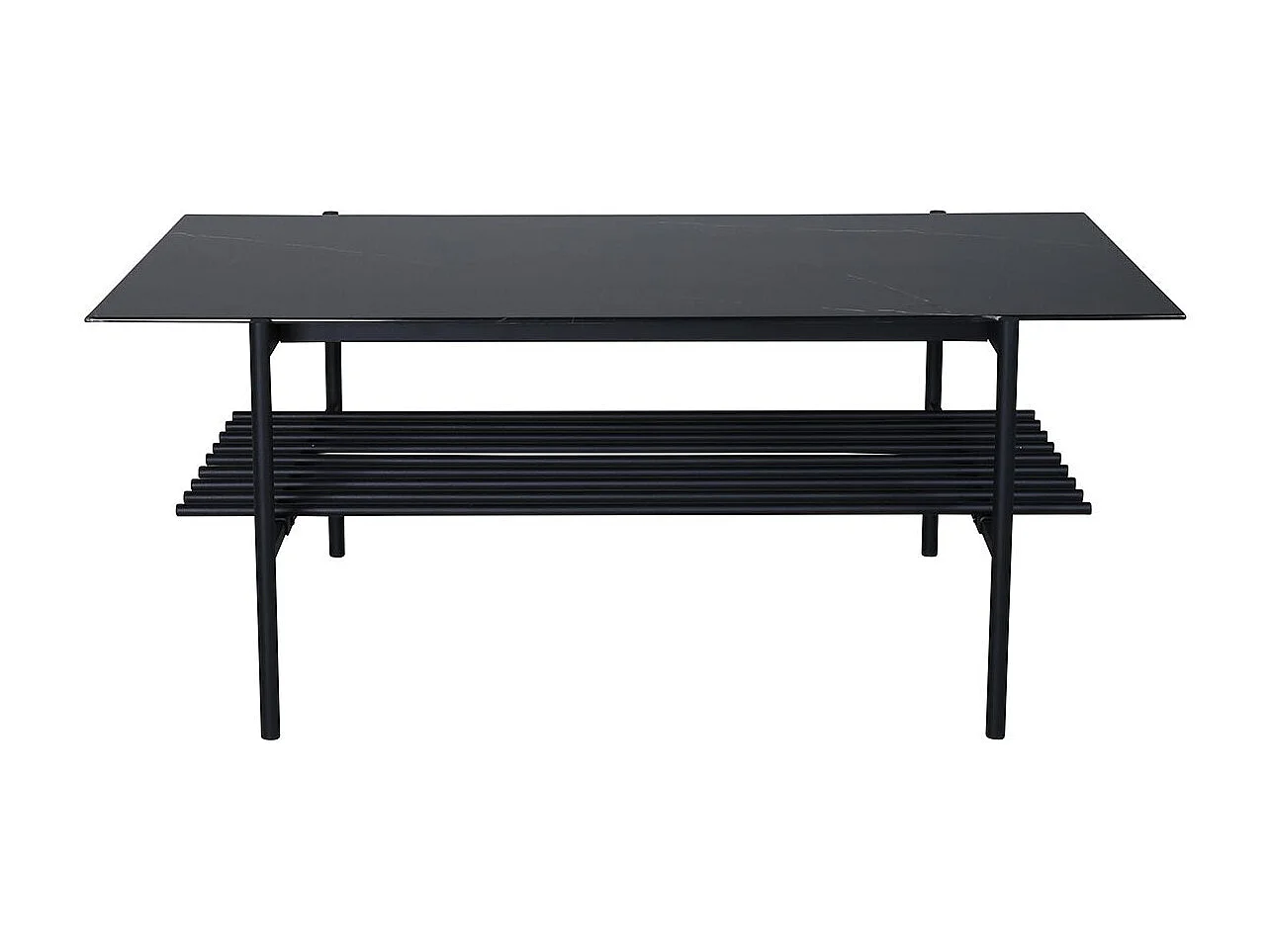 Table Basse en Verre "Von Staf" 120cm Noir Marbre