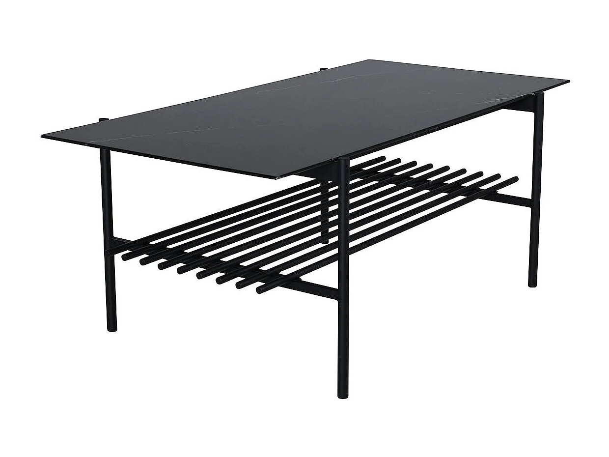Table Basse en Verre "Von Staf" 120cm Noir Marbre