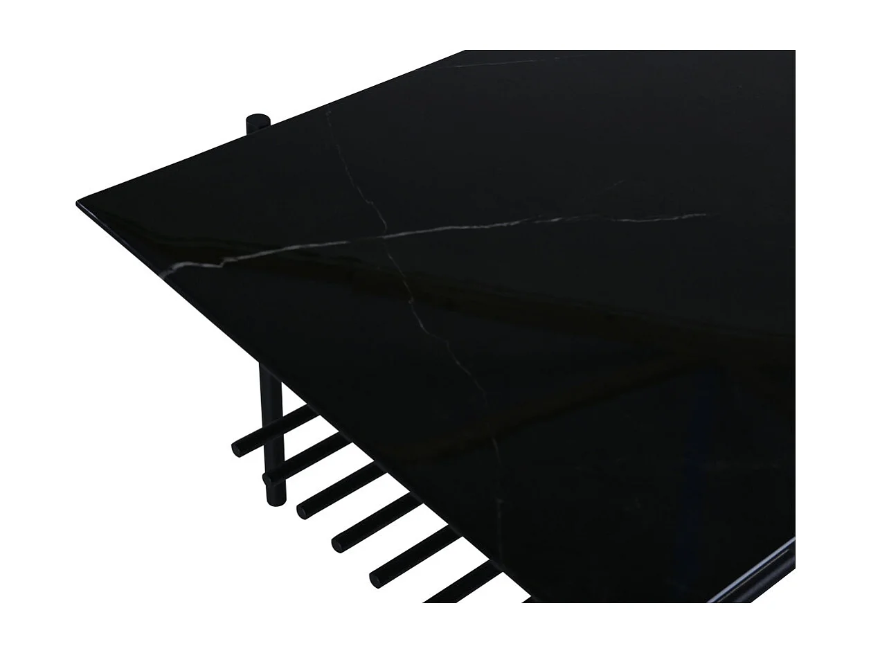 Table Basse en Verre "Von Staf" 120cm Noir Marbre