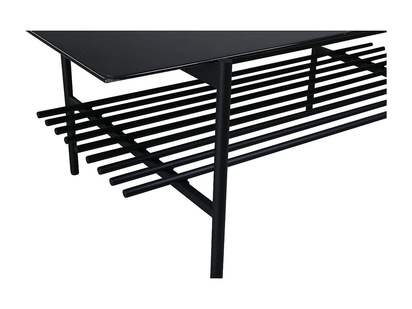 Table Basse en Verre "Von Staf" 120cm Noir Marbre