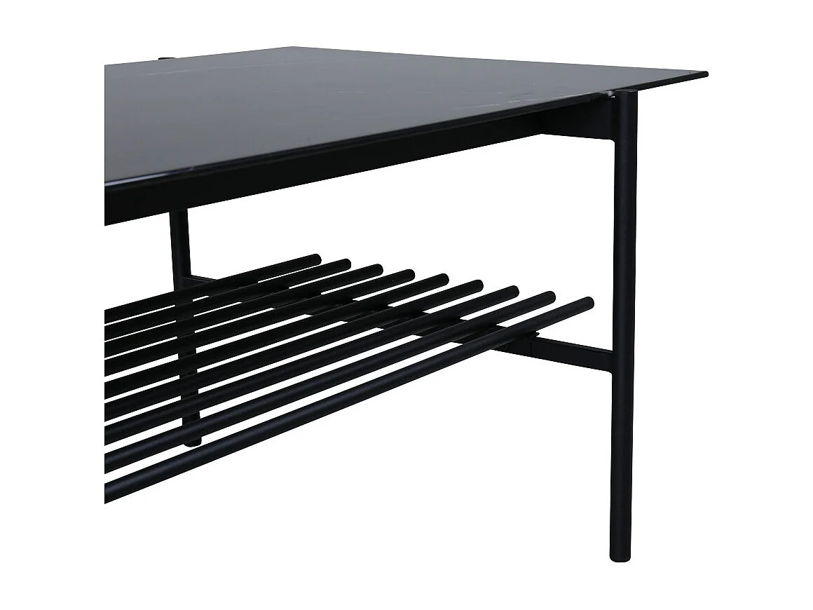 Table Basse en Verre "Von Staf" 120cm Noir Marbre