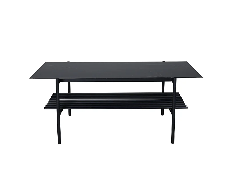 Table Basse en Verre "Von Staf" 120cm Noir Marbre