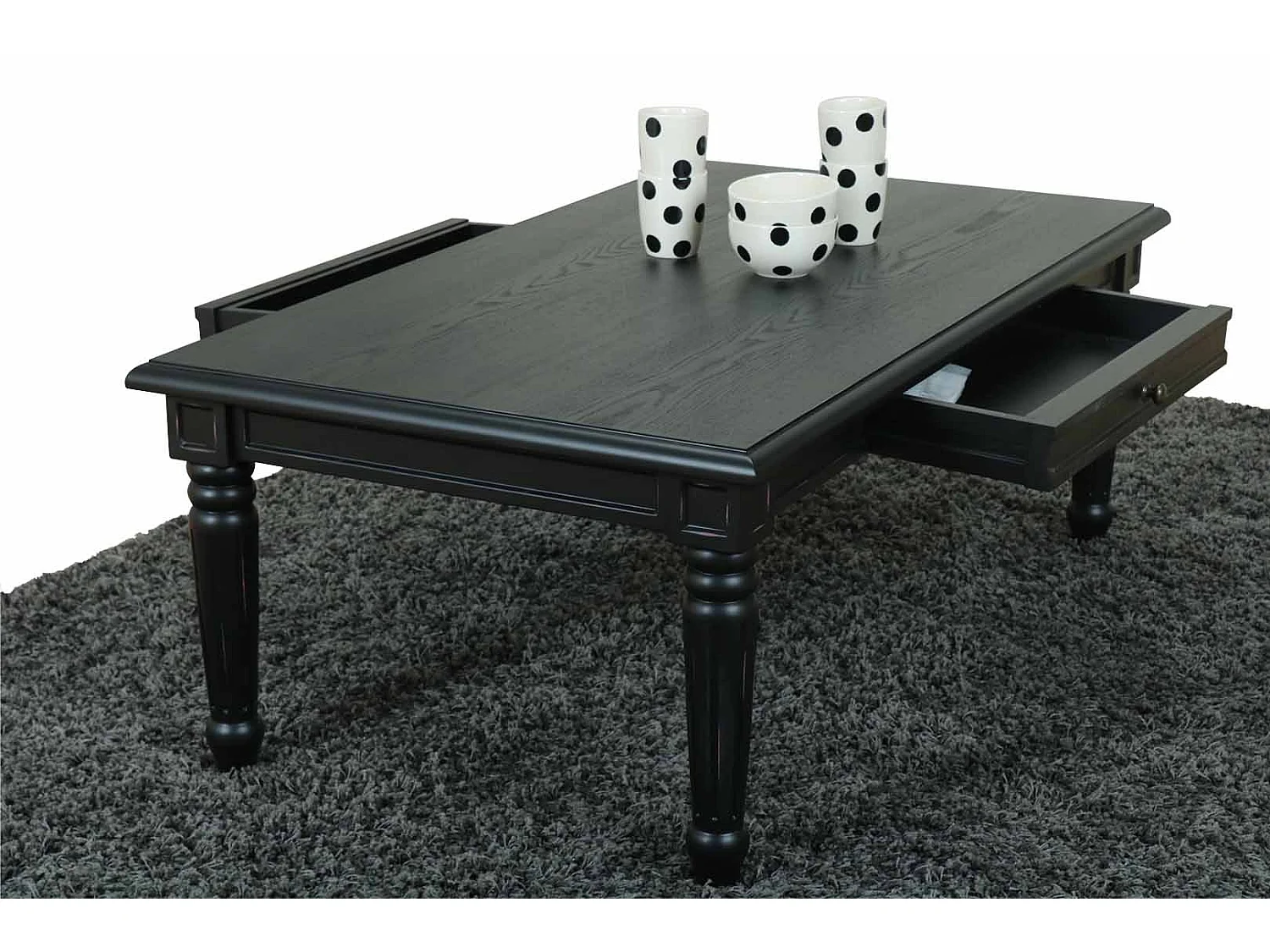 Amaretta Couchtisch mit 2 Schubladen, schwarz.