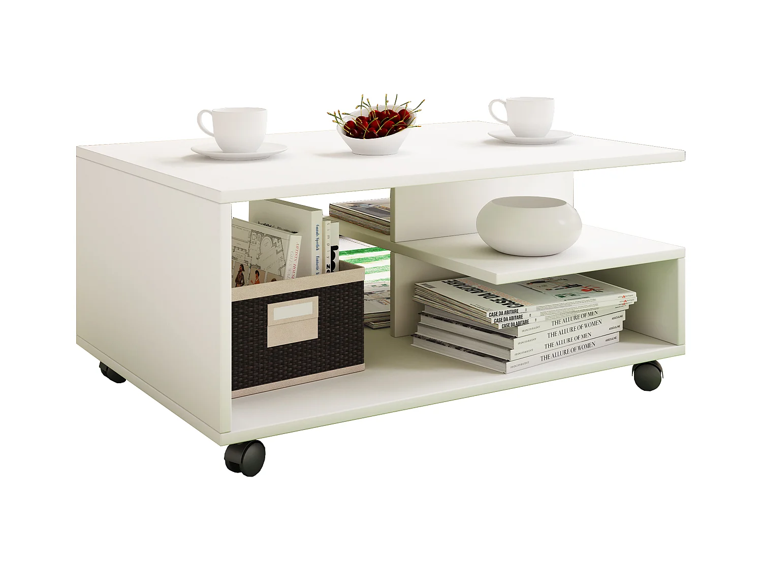 Side table & coffee table Stango White Dimensions approx. H. 41 x W. 80 x D. 50 cm