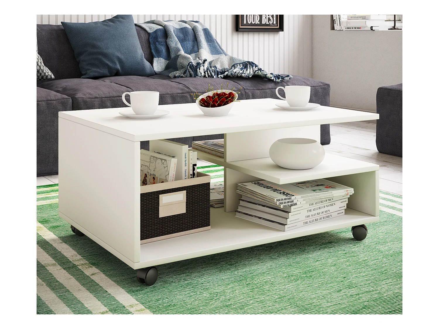 Side table & coffee table Stango White Dimensions approx. H. 41 x W. 80 x D. 50 cm