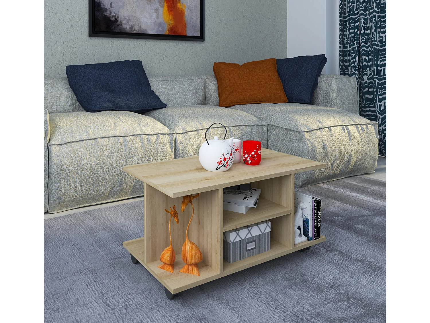 Tavolino imbottito in legno Rolls Findula