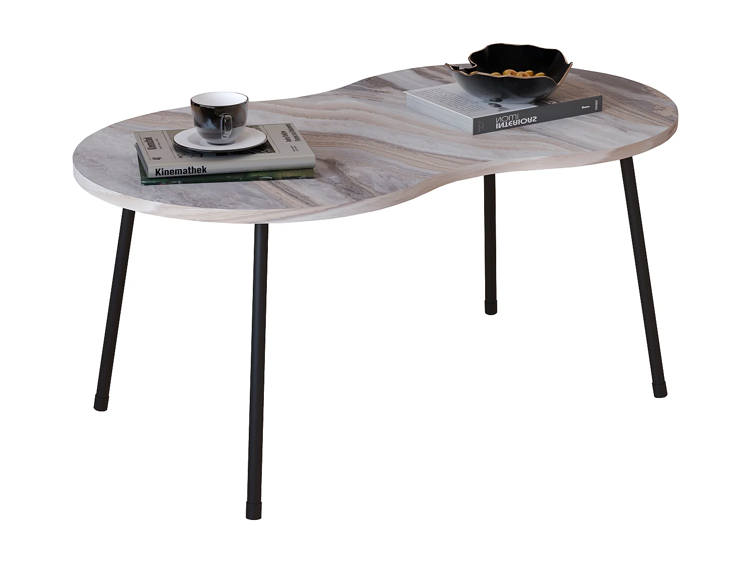 Holz Sofatisch Couchtisch Marmor Mirola