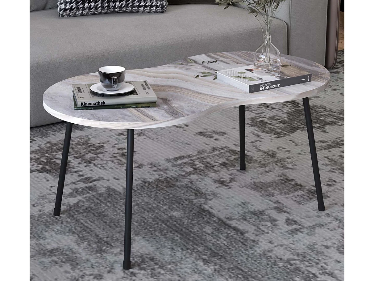 Holz Sofatisch Couchtisch Marmor Mirola