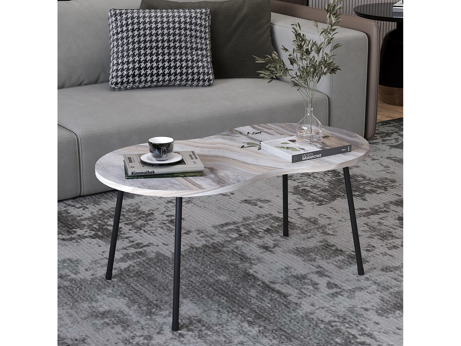 Holz Sofatisch Couchtisch Marmor Mirola