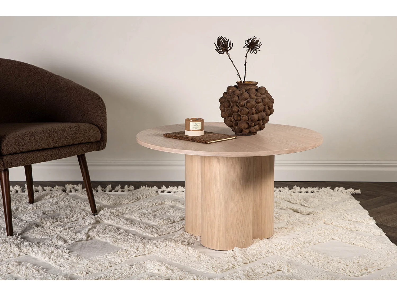 Olivia salontafel Ø80cm whitewash.