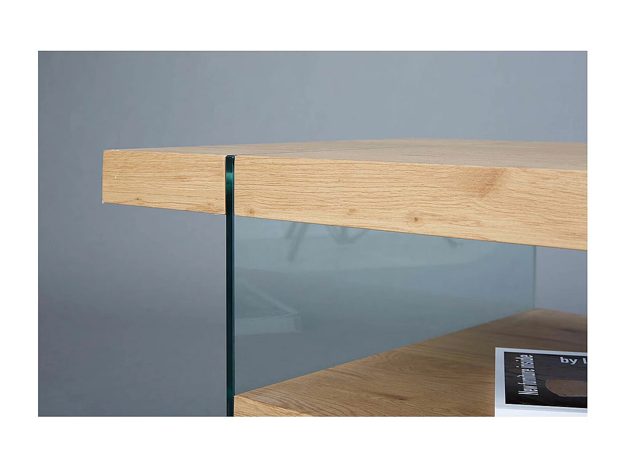 Bensam Table basse, 1 tablette de rangement, imitation chêne sauvage.