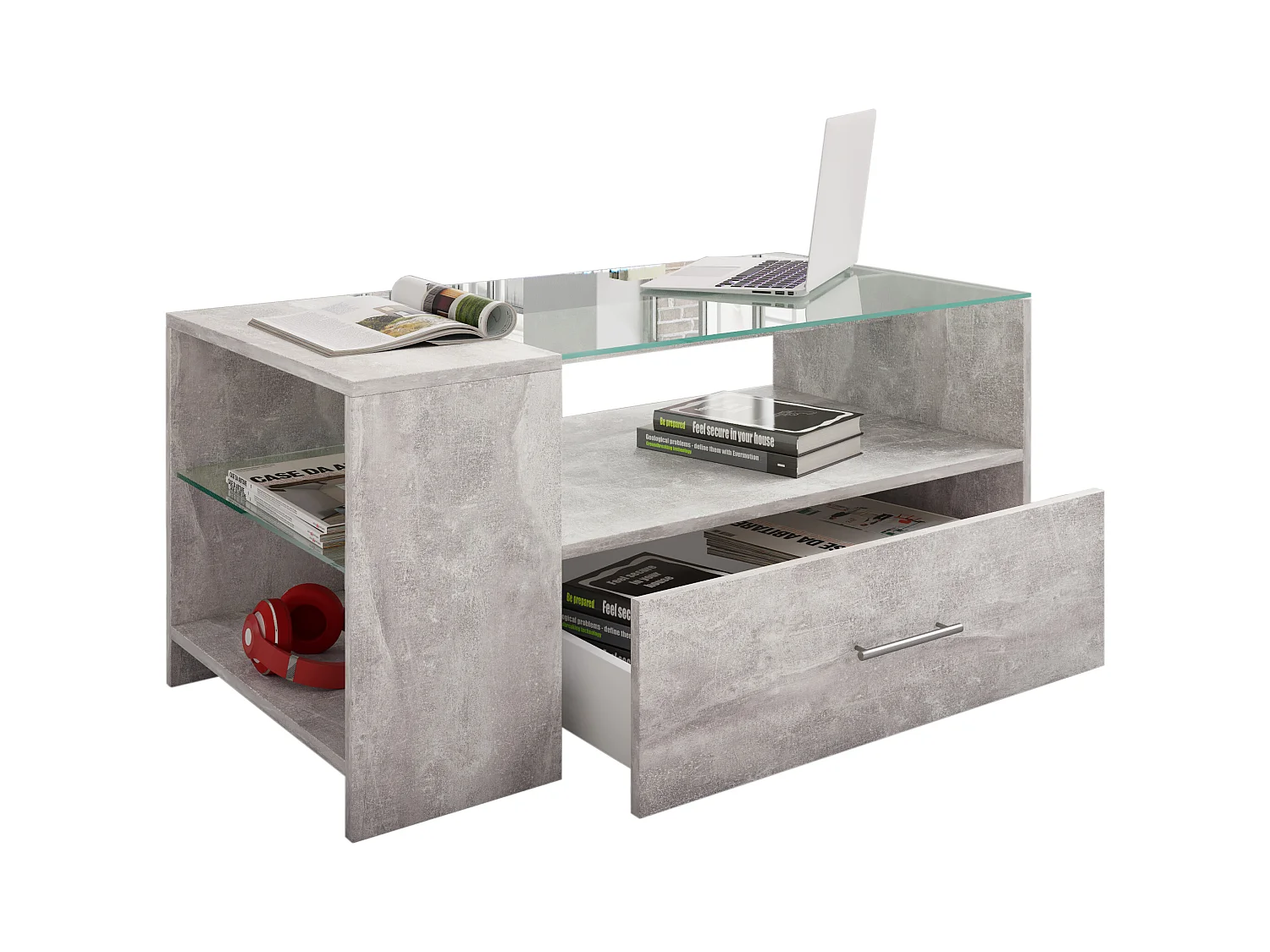 Side table & coffee table Tindala Concrete Optics H. 45 x W. 100 x D. 50 cm