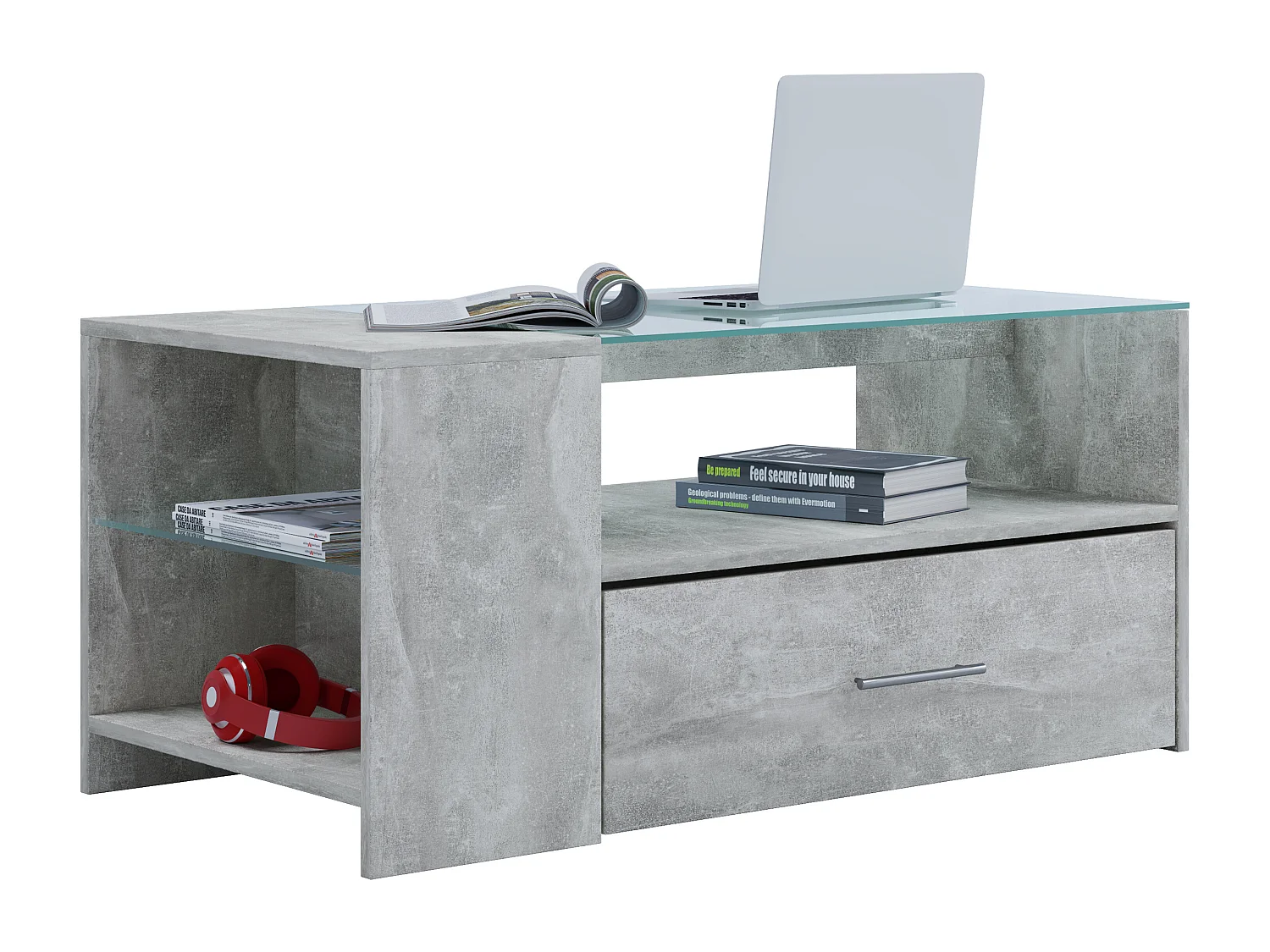 Side table & coffee table Tindala Concrete Optics H. 45 x W. 100 x D. 50 cm