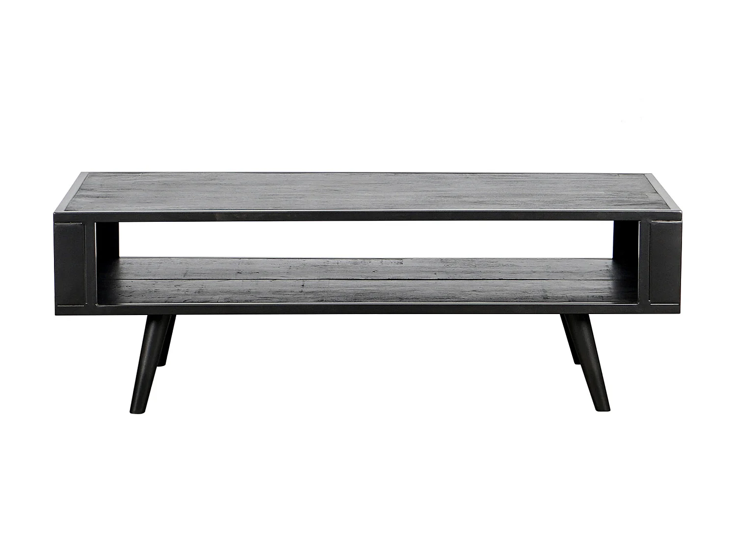 NordicMindiRattan salontafel met 1 legplank, zwart.