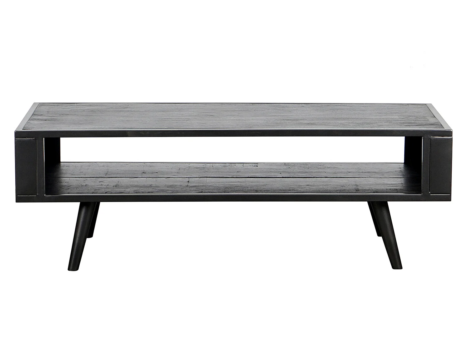 NordicMindiRattan salontafel met 1 legplank, zwart.