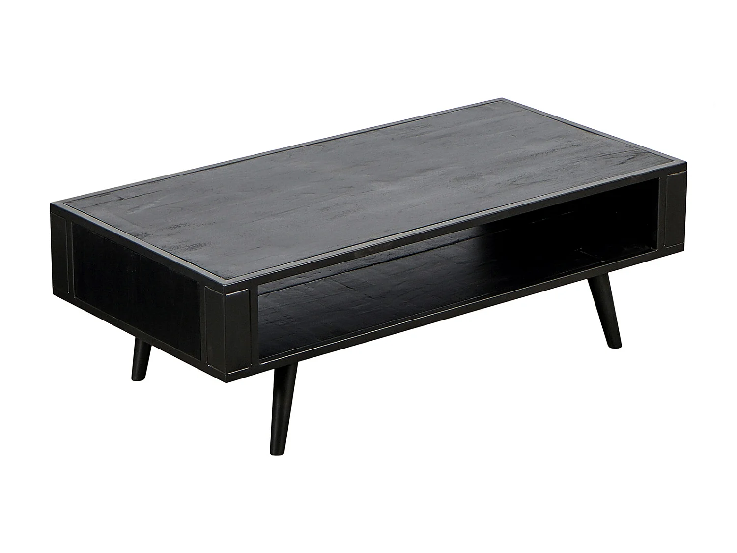 NordicMindiRattan salontafel met 1 legplank, zwart.