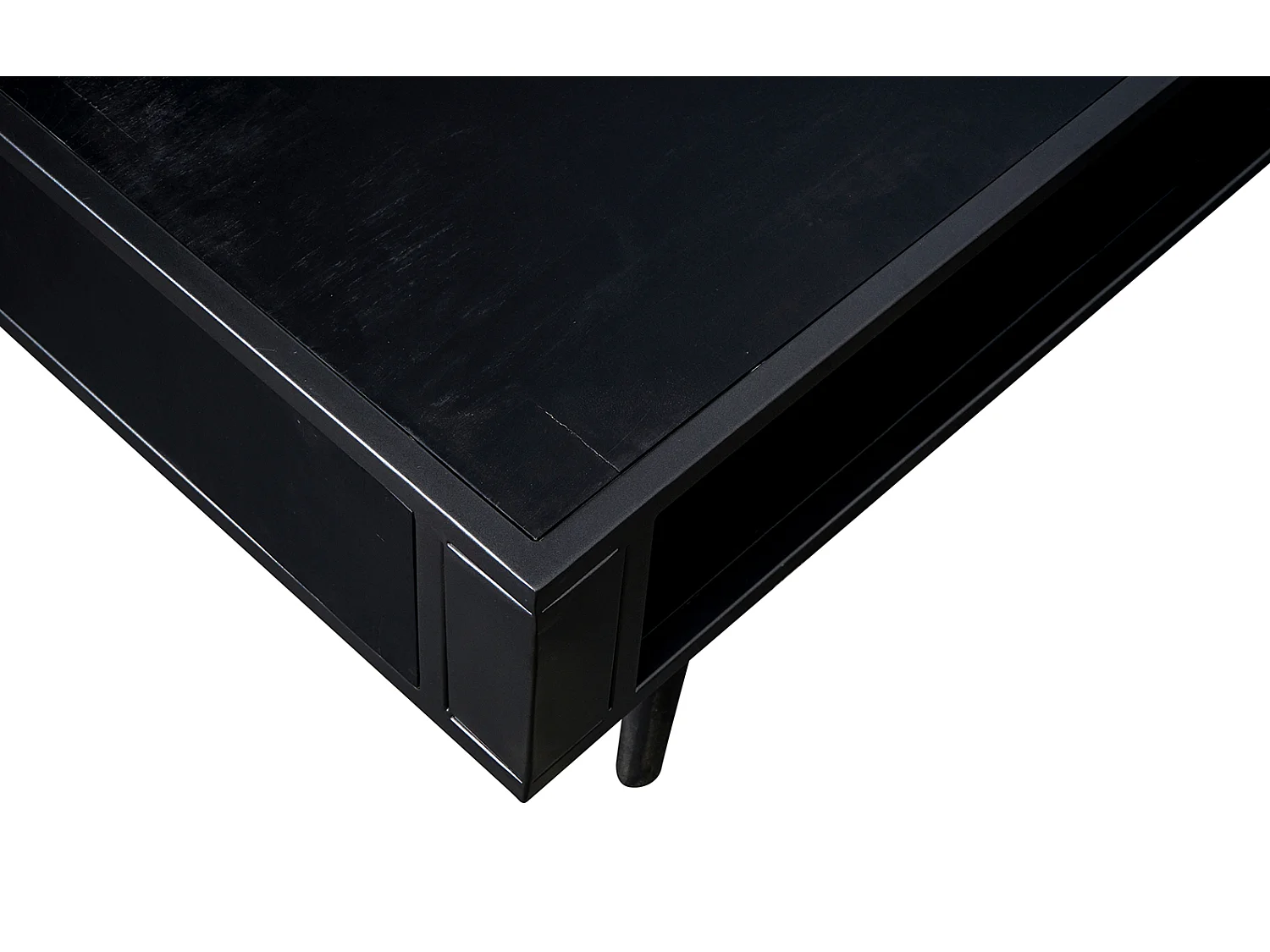 NordicMindiRattan salontafel met 1 legplank, zwart.