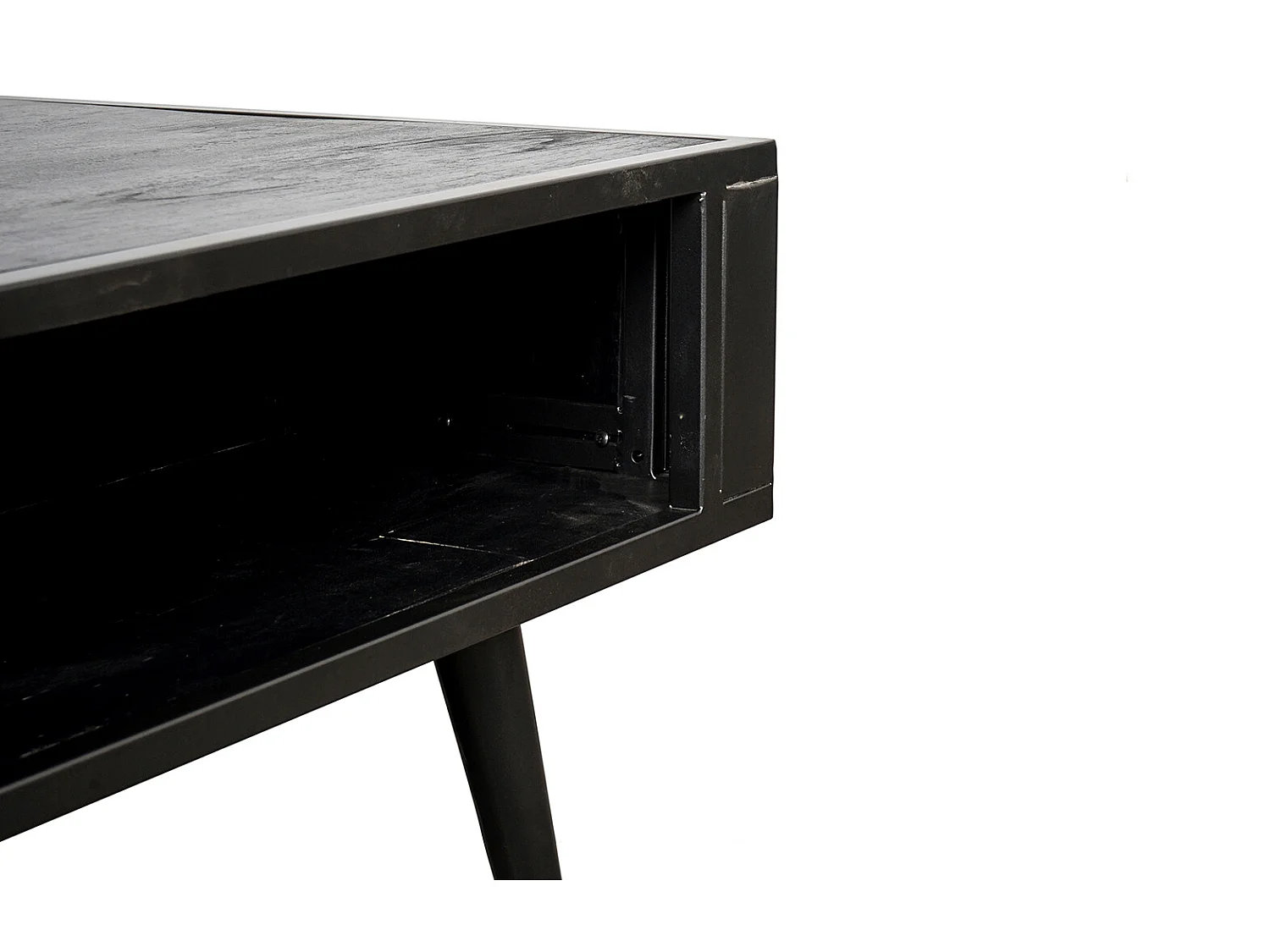 NordicMindiRattan salontafel met 1 legplank, zwart.