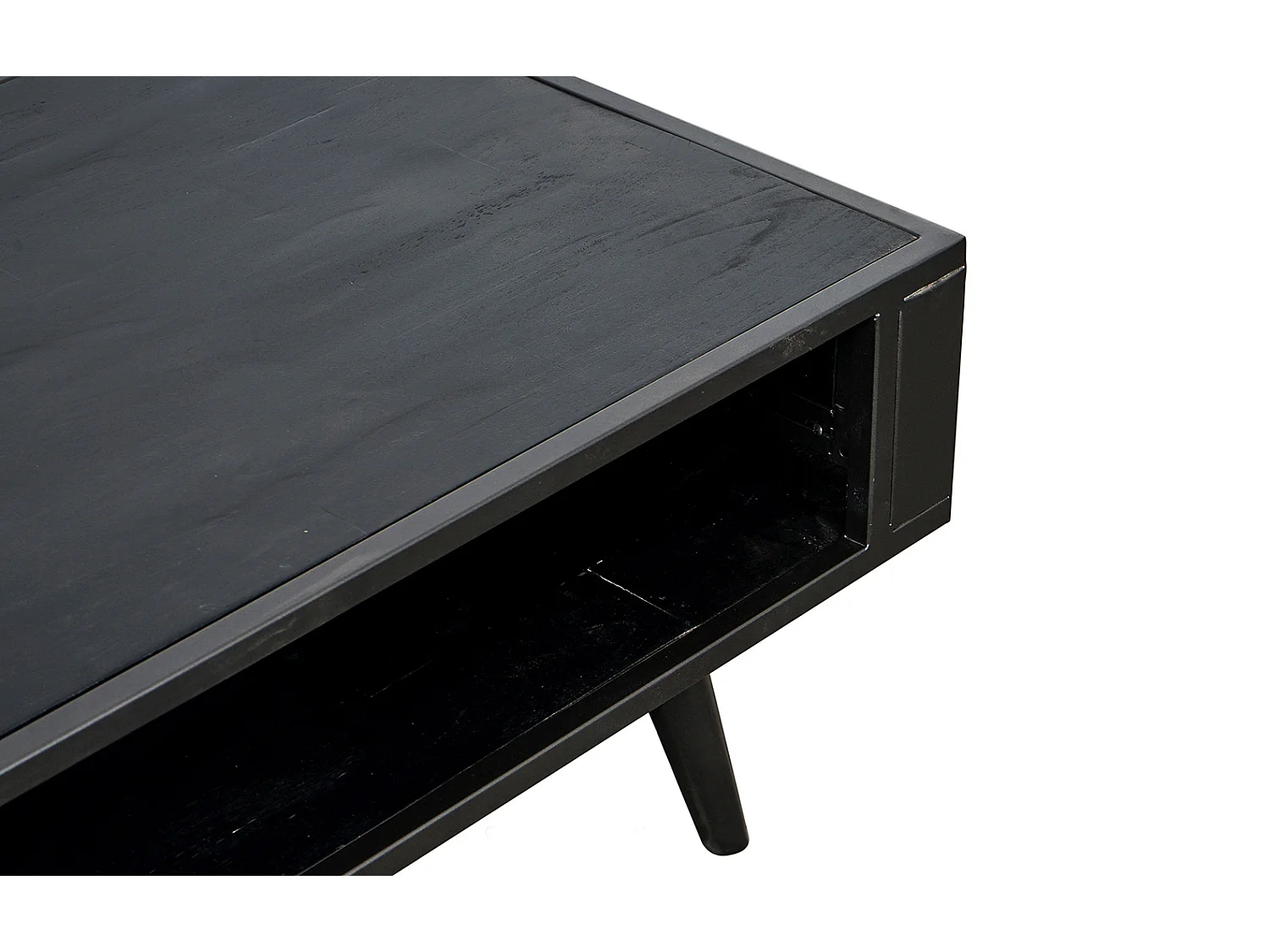 NordicMindiRattan salontafel met 1 legplank, zwart.