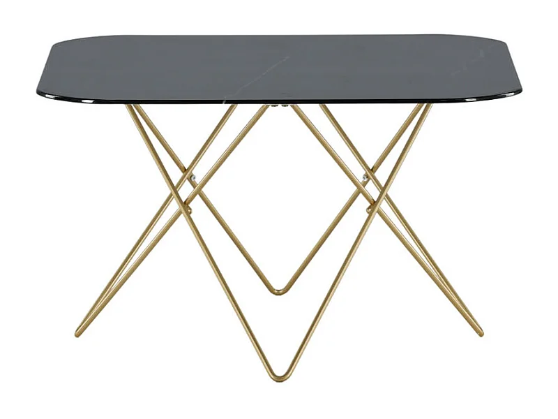 Tristar Couchtisch 80x80 cm Glas schwarz Marmor dekor.