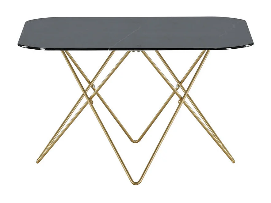 Table Basse en Verre Marbré "Tristar" 80cm Noir & Or