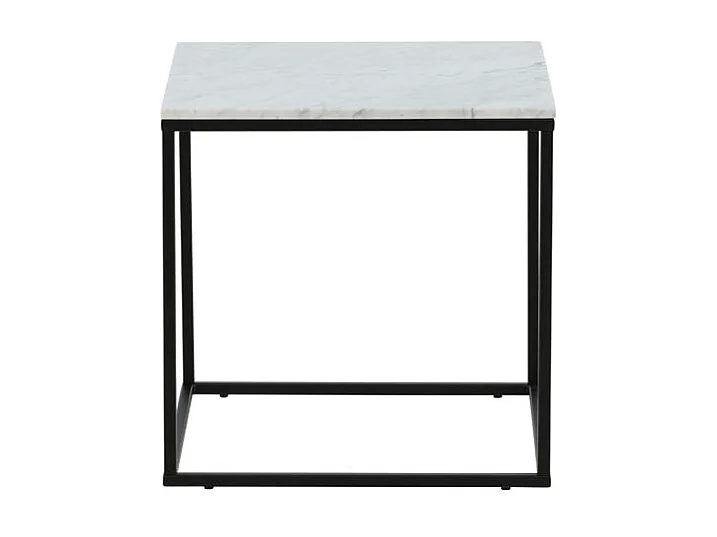 Estelle Table d'angle 50x50 cm, finition marbre blanc.