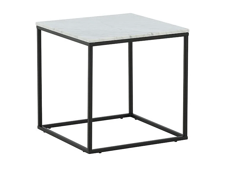 Estelle Table d'angle 50x50 cm, finition marbre blanc.