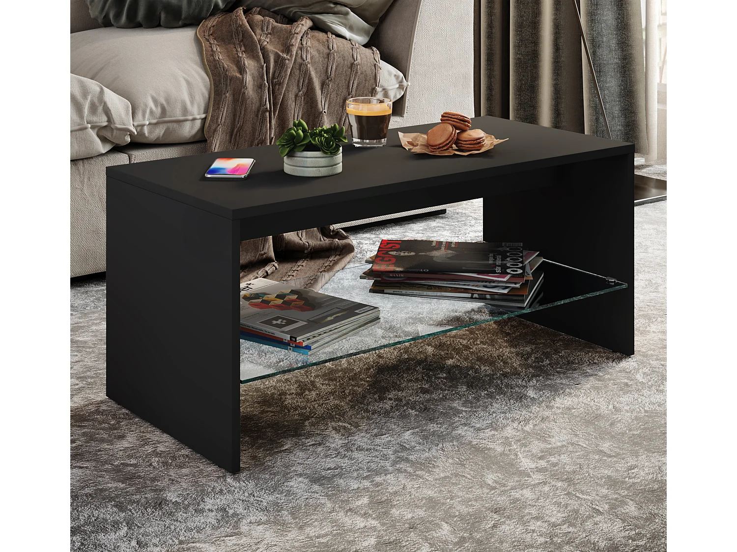 Side table & coffee table Wisal Black H. 40 x W. 90 x D. 40 cm
