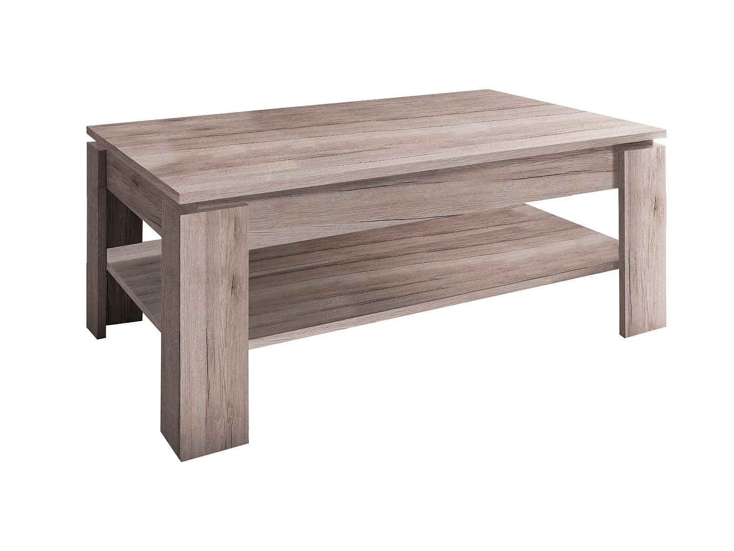 Aboma Table basse avec 1 espace de rangement, imitation chêne foncé.