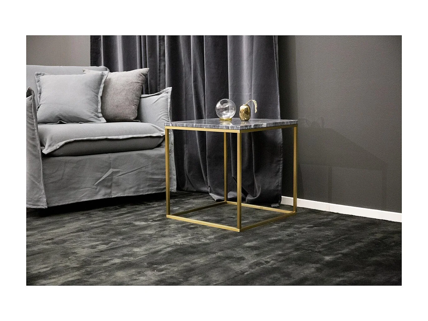 Table Basse en Marbre "Estelle" 50cm Gris