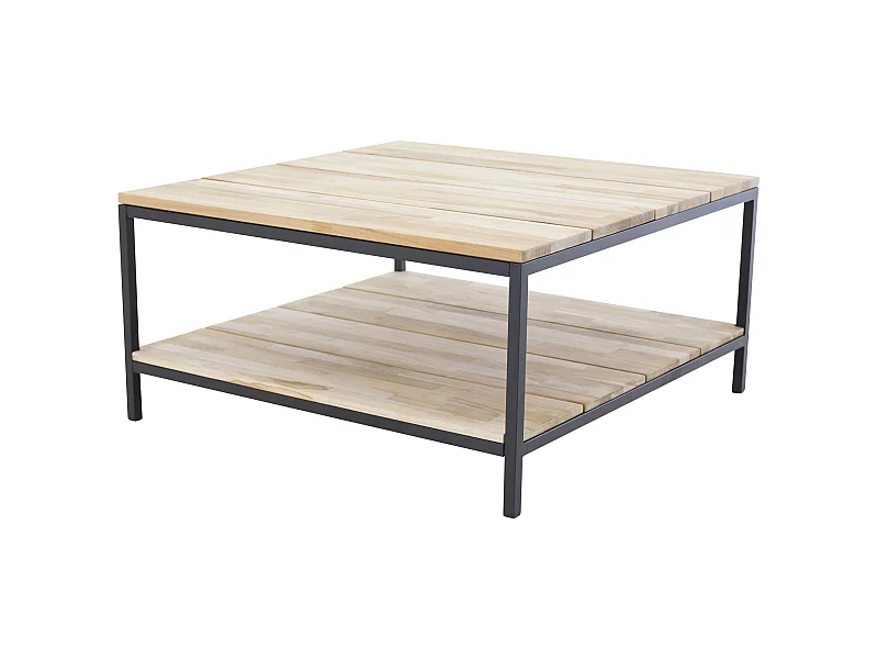 Cirebon Couchtisch mit Ablage 80x80 cm Teak dekor.