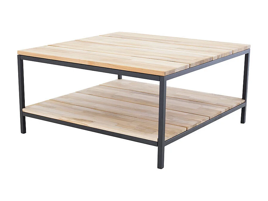 Cirebon Couchtisch mit Ablage 80x80 cm Teak dekor.