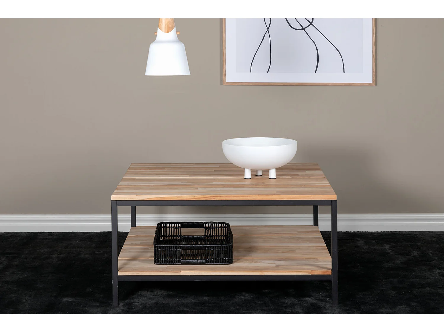 Cirebon Couchtisch mit Ablage 80x80 cm Teak dekor.