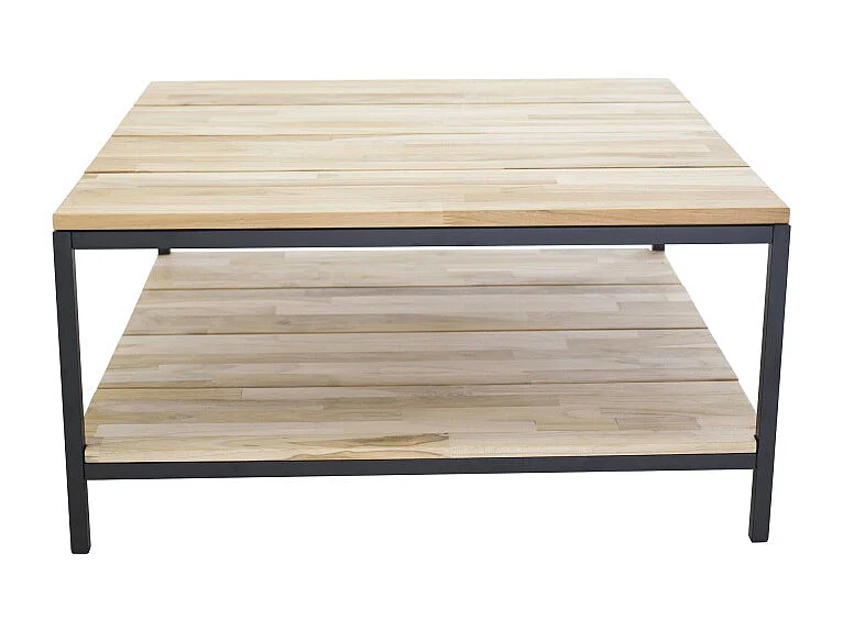 Cirebon salontafel met plank 80x80 cm teak decor.