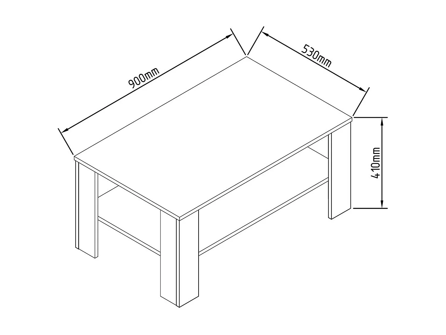 Side table & coffee table Rolas White H. 41 x W. 90 x D. 53cm