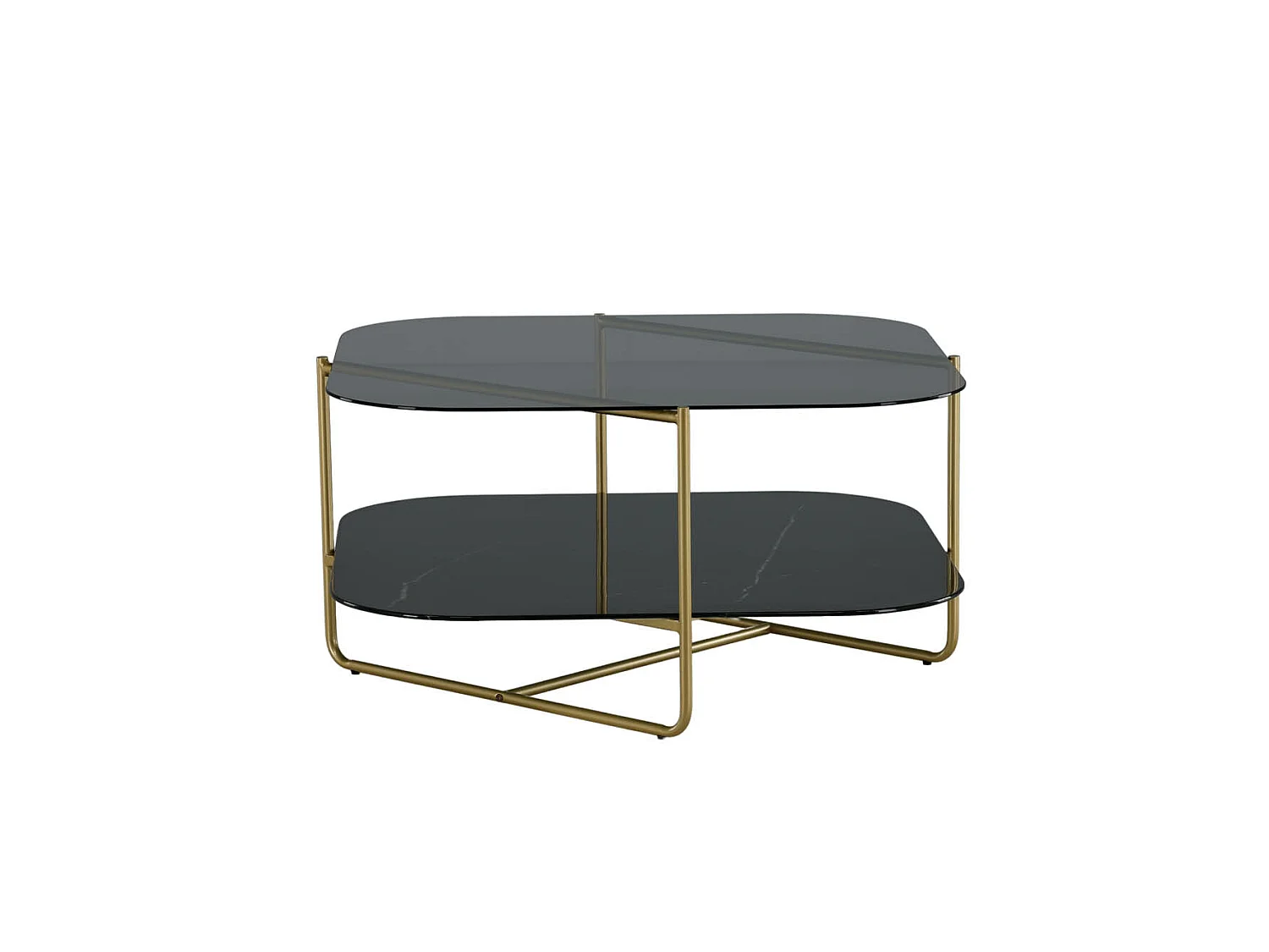 Table Basse en Verre "Un-Line" 85cm Noir & Or