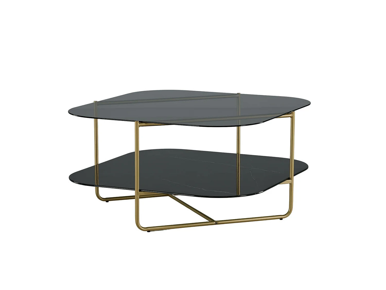 Table Basse en Verre "Un-Line" 85cm Noir & Or